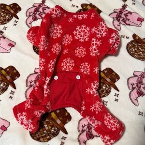 Festive Red Snowflake Dog Onesie - Size Large